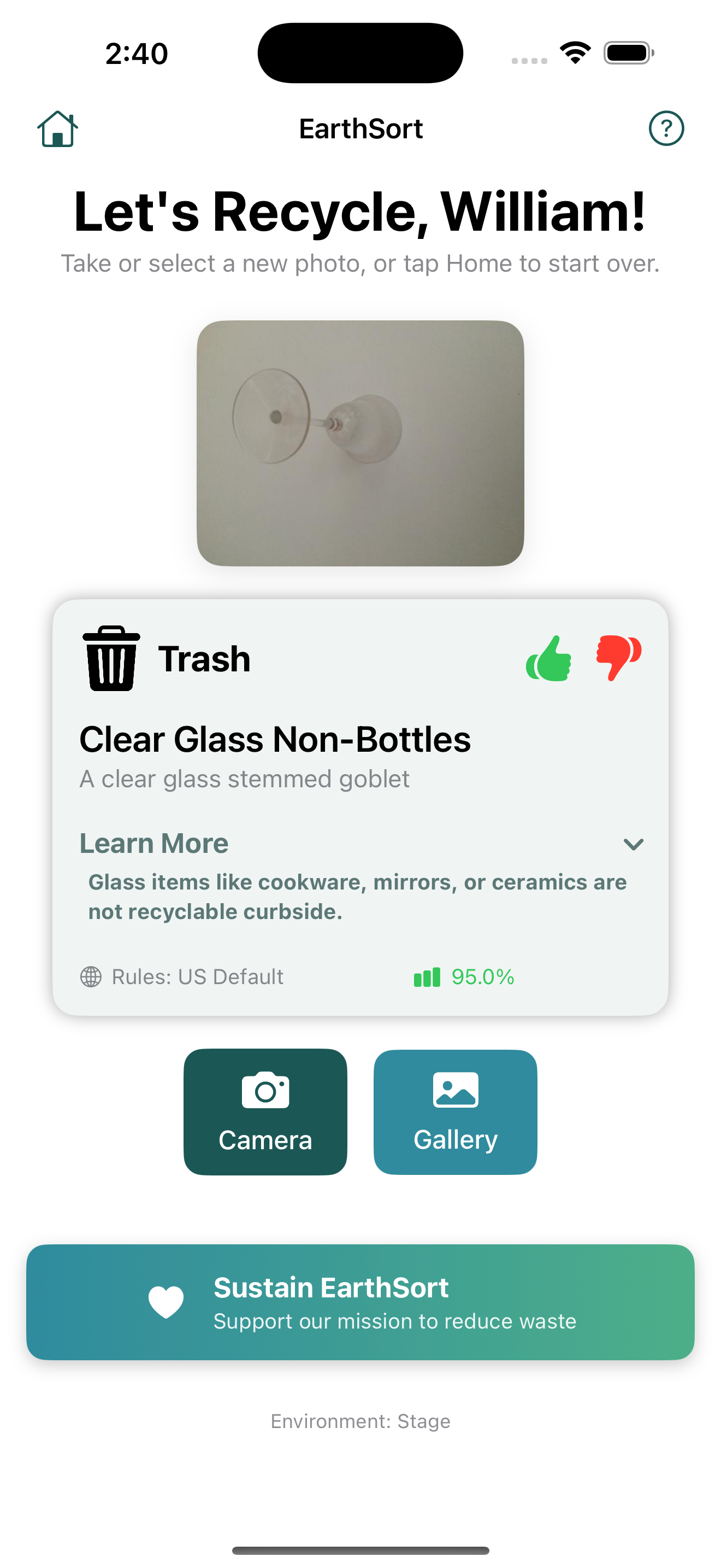 EarthSort App Screenshot - Analysis Result
